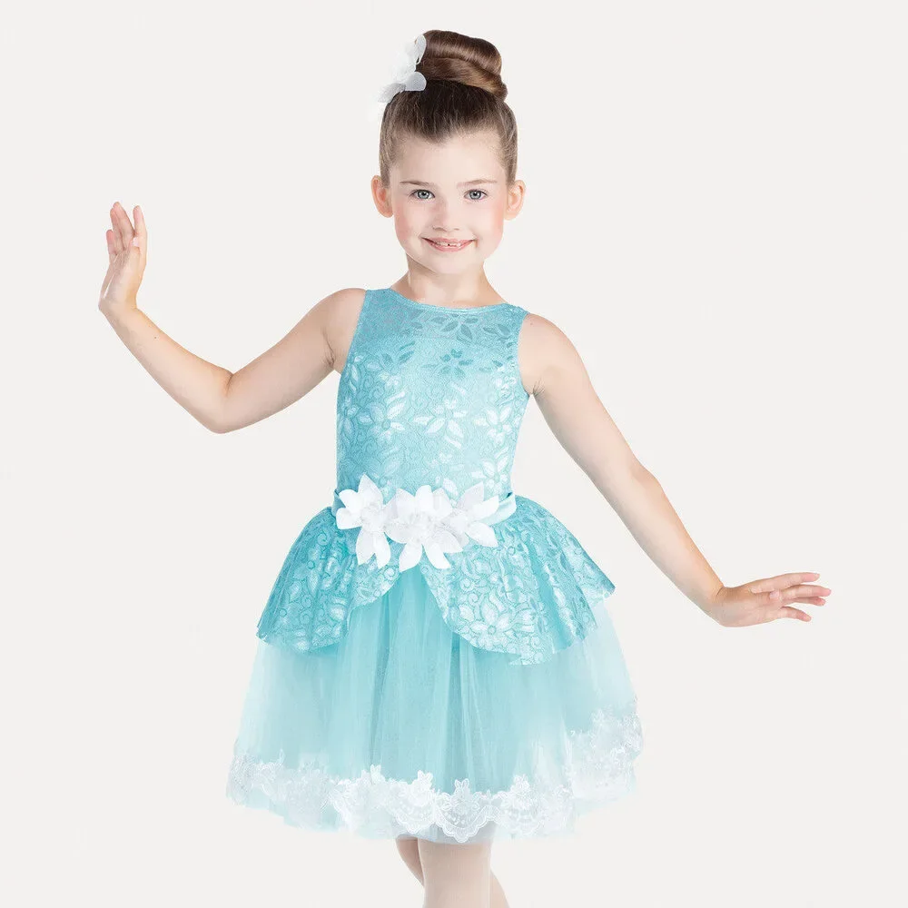 Pre-Owned Dance Costume Revolution RC21685 Small Child Blue Dress Ballet Rhines